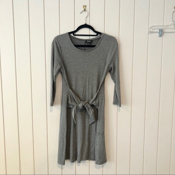a.n.a Grey Front Tie Dress - Picture 1 of 8